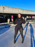 Black Knitted Accent Big Sleeved 2 Piece Set
