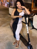 Black/ White Slitted dress