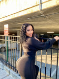 Black Knitted Accent Big Sleeved 2 Piece Set