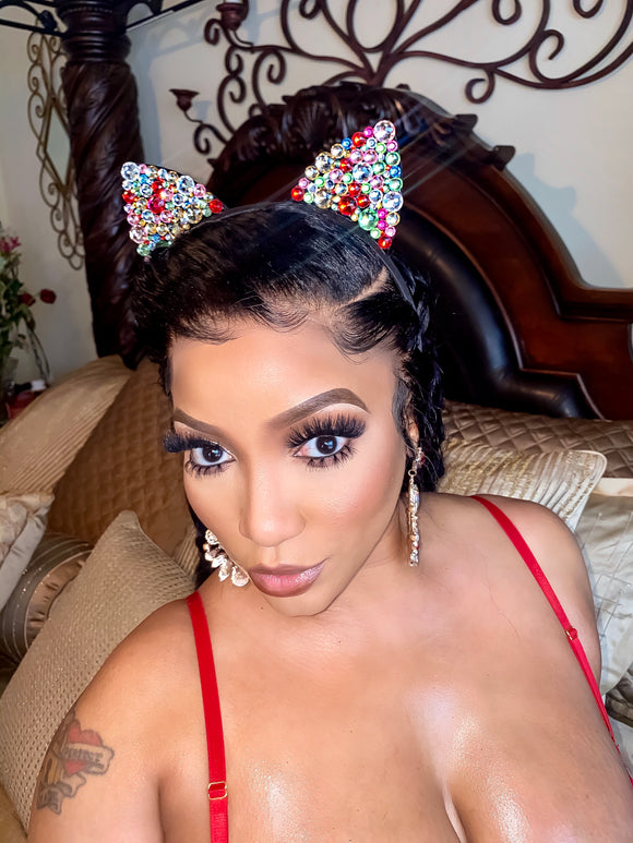 Rhinestone Cat Ears WITHOUT Chandelier Earrings