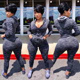 Black Greyish 2 Piece work out set “with hoodie”