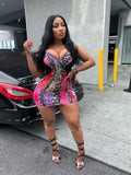 Multi colored Snakeskin Mini dress