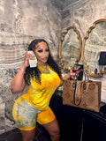 Yellow multi colored 2 piece set
