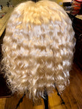 Remy Hair 613 blonde water wave 13x5 Lacefront Bob.