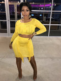 Mustard shingled 2 piece mini dress set BOTTOMS ONLY NO TOP