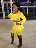 Mustard shingled 2 piece mini dress set TOP NO BOTTOM INCLUDED
