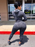 Black Greyish 2 Piece work out set “with hoodie”