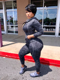 Black Greyish 2 Piece work out set “with hoodie”