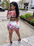 2 piece colorful mini skirt set