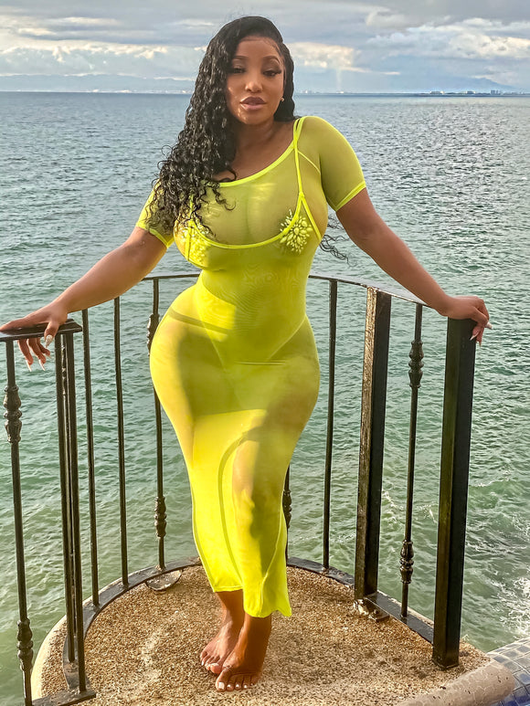 Neon Yellow 2 Piece Swim Wear