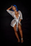 Ms White Chocolate Robe(thongs included) “WITH” Swarvoski Crystal Foot Ring Anklet