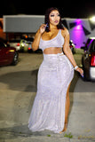 Nude Sequin Gown