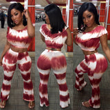 2 Piece Burgundy/White Tye Dye Set
