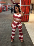 2 Piece Burgundy/White Tye Dye Set