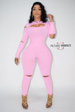 Slitted JumpSuit Pink