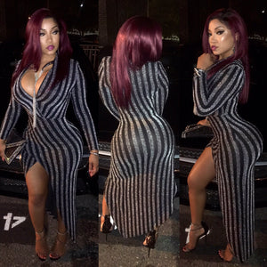 Black/Silver Tuxedo Dress (Shimmery)