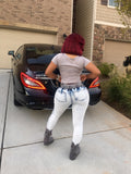 Lite Blue Slitted Jeans (NO TOP)